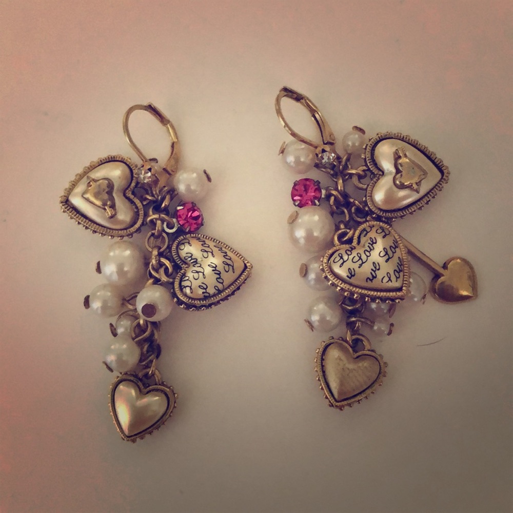 Betsey Johnson Heart Dangle Earrings